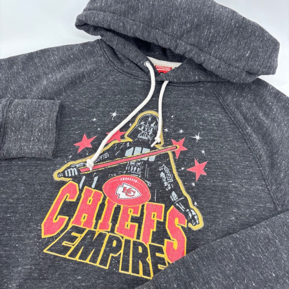 Homage Mens Hoodie‎ M Charcoal Grey Star Wars Darth Vader KC Chiefs Empire NFL